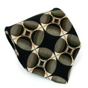 Martin Wong Brown Black Geometric Tie